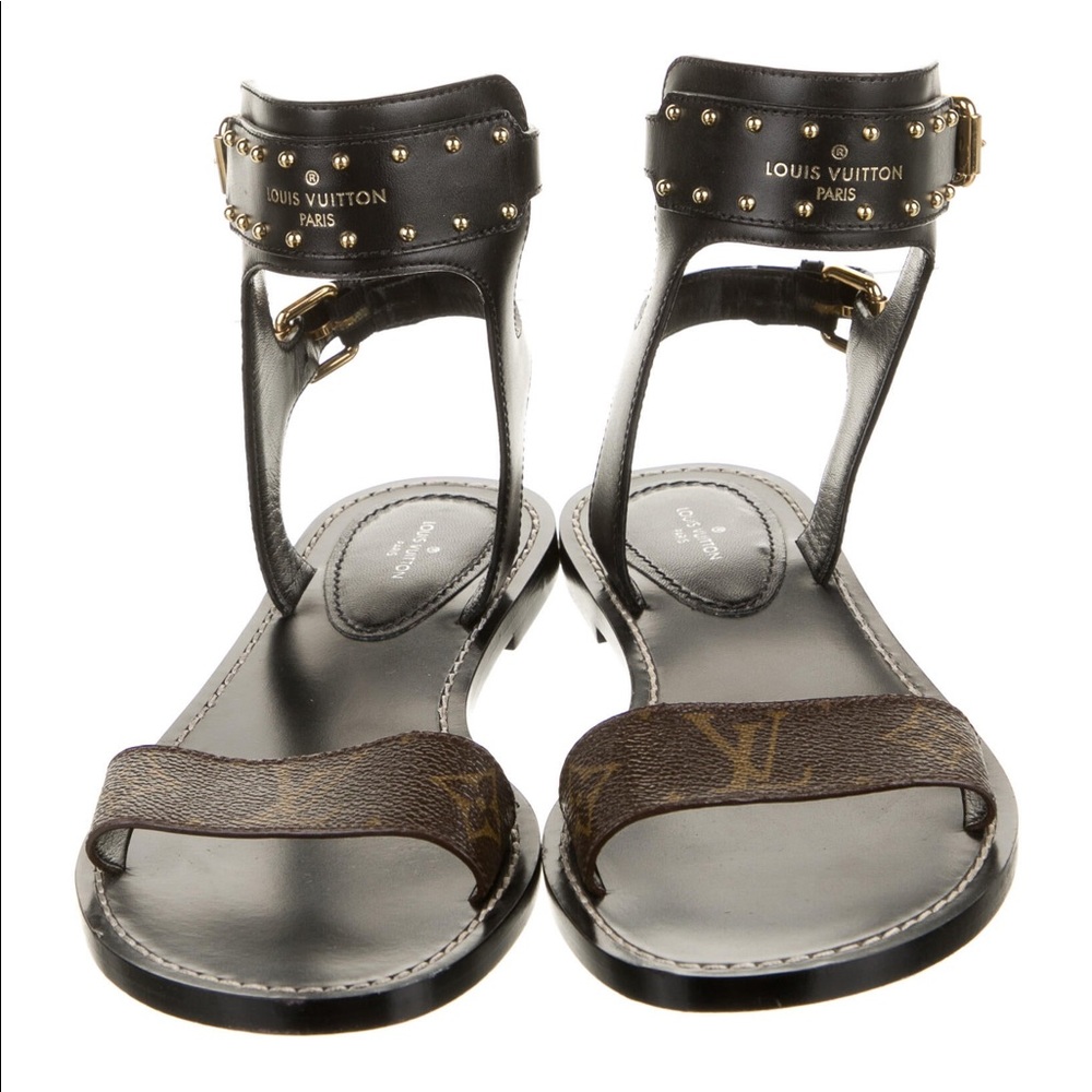 Authentic Louis Vuitton Leather Studded Gladiator Sandals